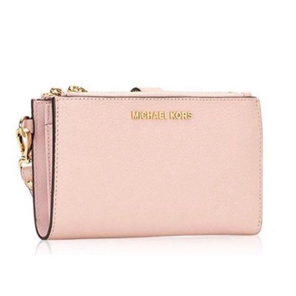 MICHAEL KORS LG Jet Set Double Zip Pink Wristlet - Picture 2 of 11